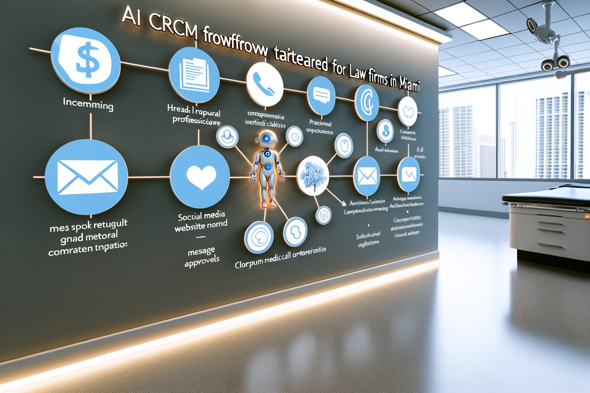 Miami Law Firm CRM Workflow CRM lead tracking and message workflow visual for law firms in Miami