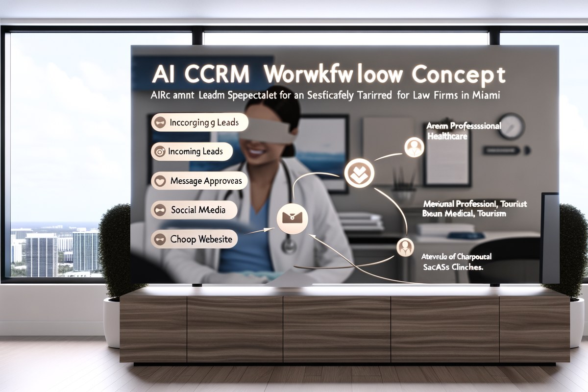 Miami Law Firm CRM Workflow CRM lead tracking and message workflow visual for law firms in Miami