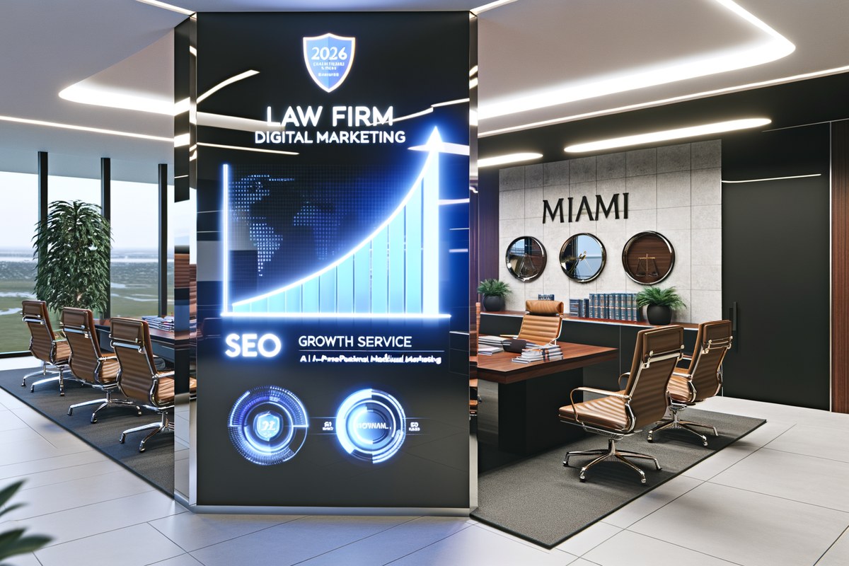 AI-powered SEO, CRM and digital growth concept for law firms in Miami | miami digital marketing services