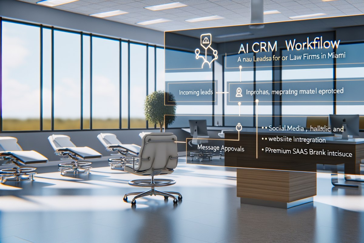 Miami Law Firm CRM Workflow CRM lead tracking and message workflow visual for law firms in Miami