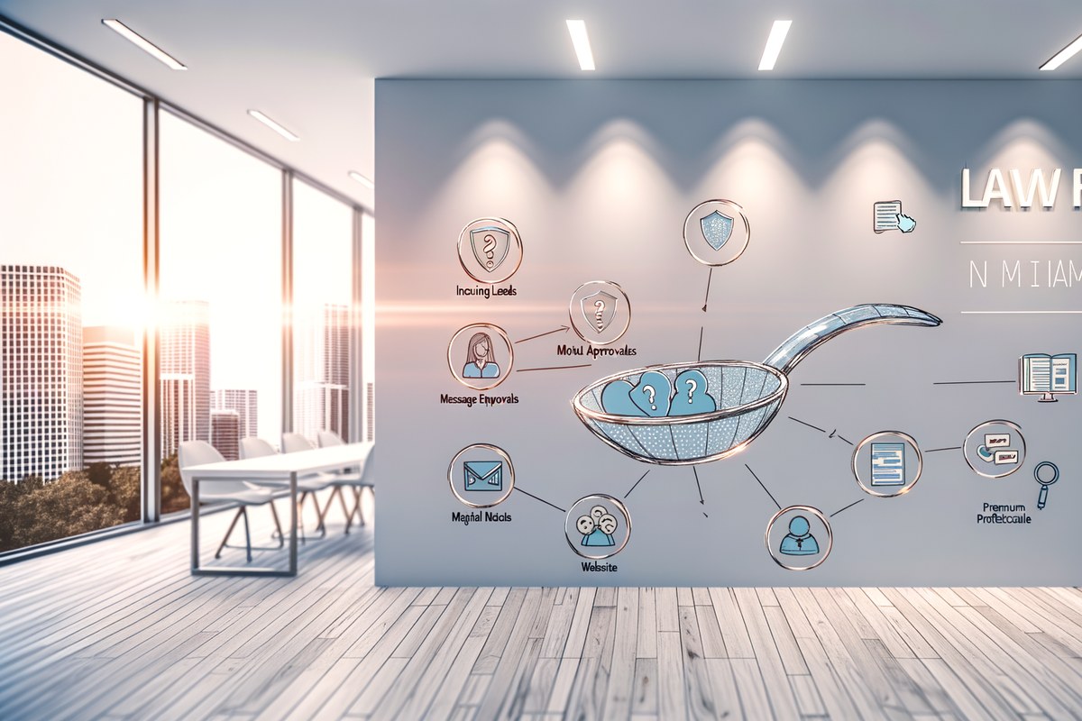 Miami Law Firm CRM Workflow CRM lead tracking and message workflow visual for law firms in Miami