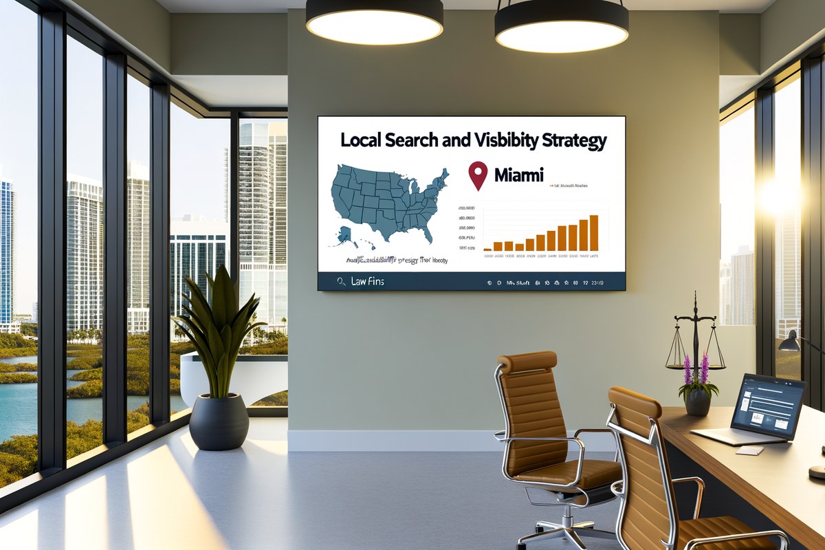 Local SEO and visibility strategy visual for law firms in Miami