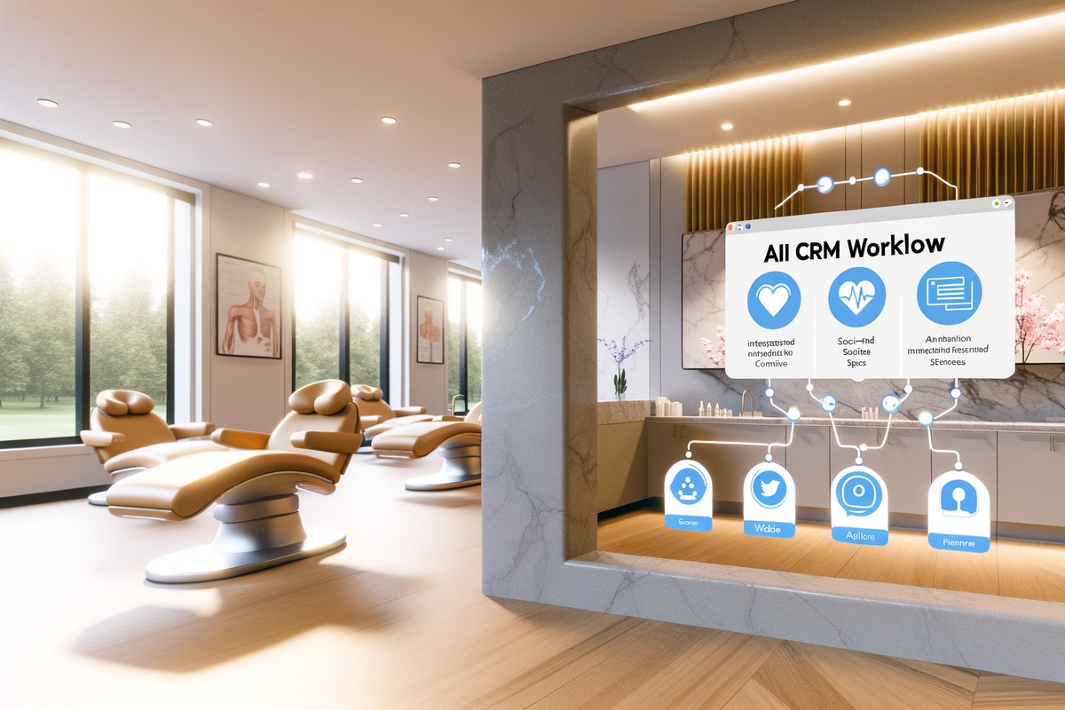 Miami Medical Spa CRM Workflow CRM lead tracking and message workflow visual for medical spas in Miami