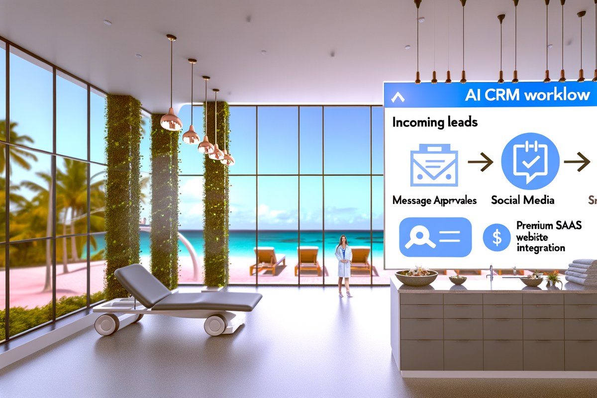 CRM lead tracking and message workflow visual for medical spas in Miami