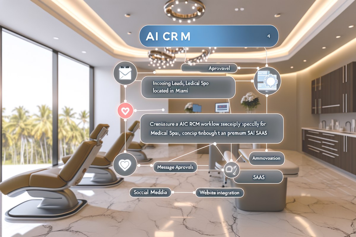 CRM lead tracking and message workflow visual for medical spas in Miami