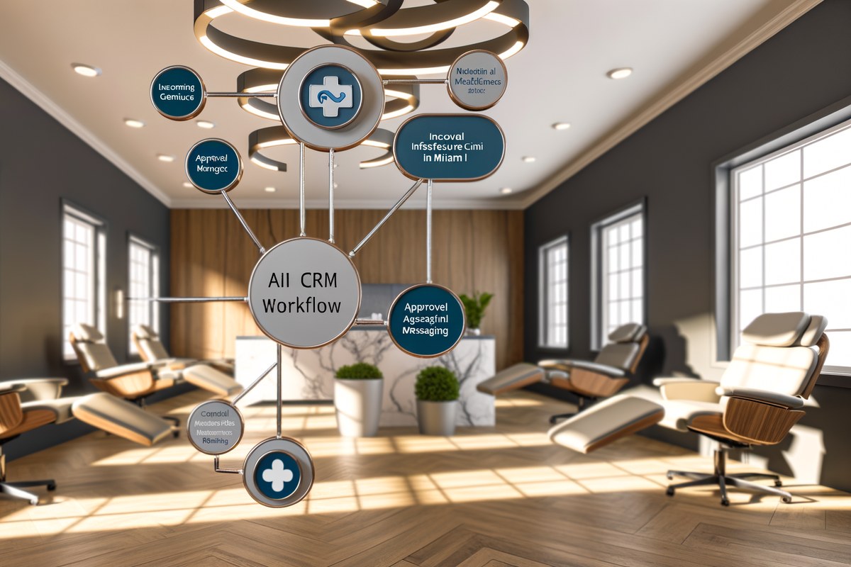 CRM lead tracking and message workflow visual for medical spas in Miami