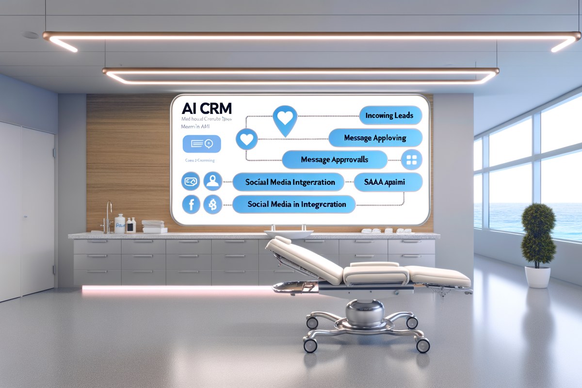 Miami Medical Spa CRM Workflow CRM lead tracking and message workflow visual for medical spas in Miami