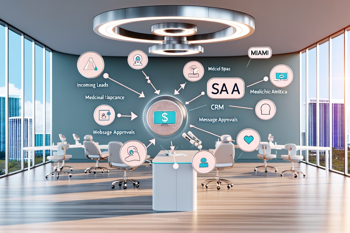 Miami Medical Spa CRM Workflow CRM lead tracking and message workflow visual for medical spas in Miami
