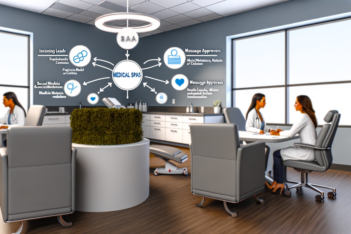 CRM lead tracking and message workflow visual for medical spas in Miami