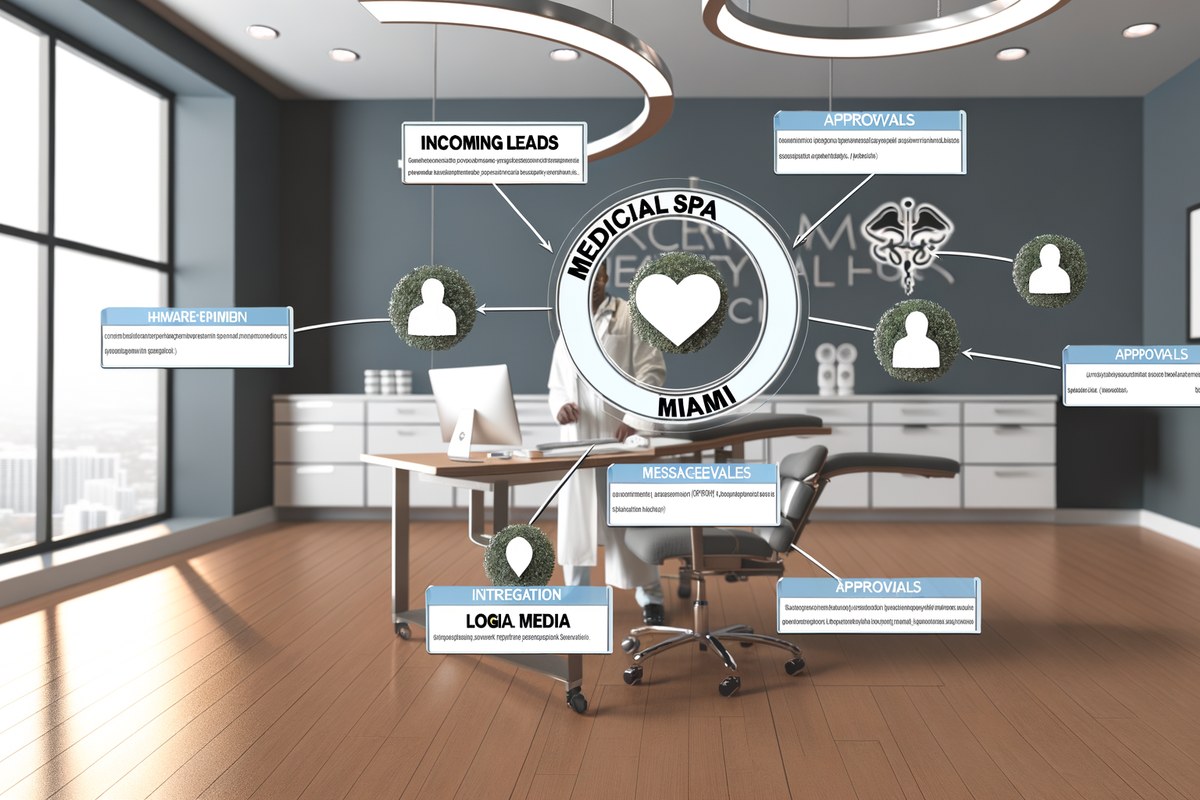 Miami Medical Spa CRM Workflow CRM lead tracking and message workflow visual for medical spas in Miami