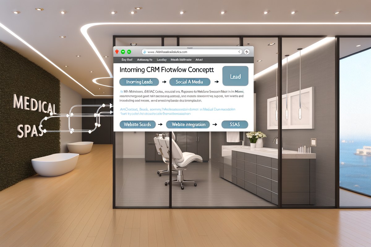 Miami Medical Spa CRM Workflow CRM lead tracking and message workflow visual for medical spas in Miami