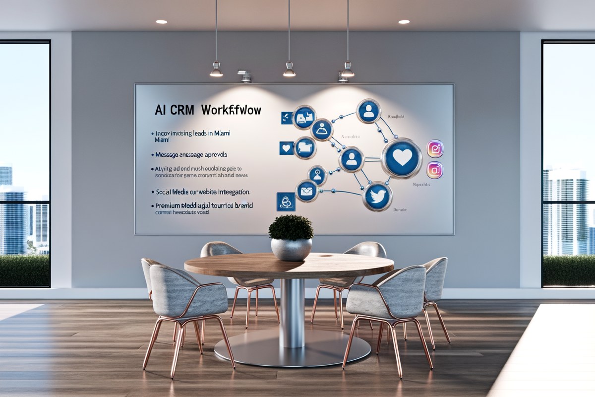 CRM lead tracking and message workflow visual for medical spas in Miami
