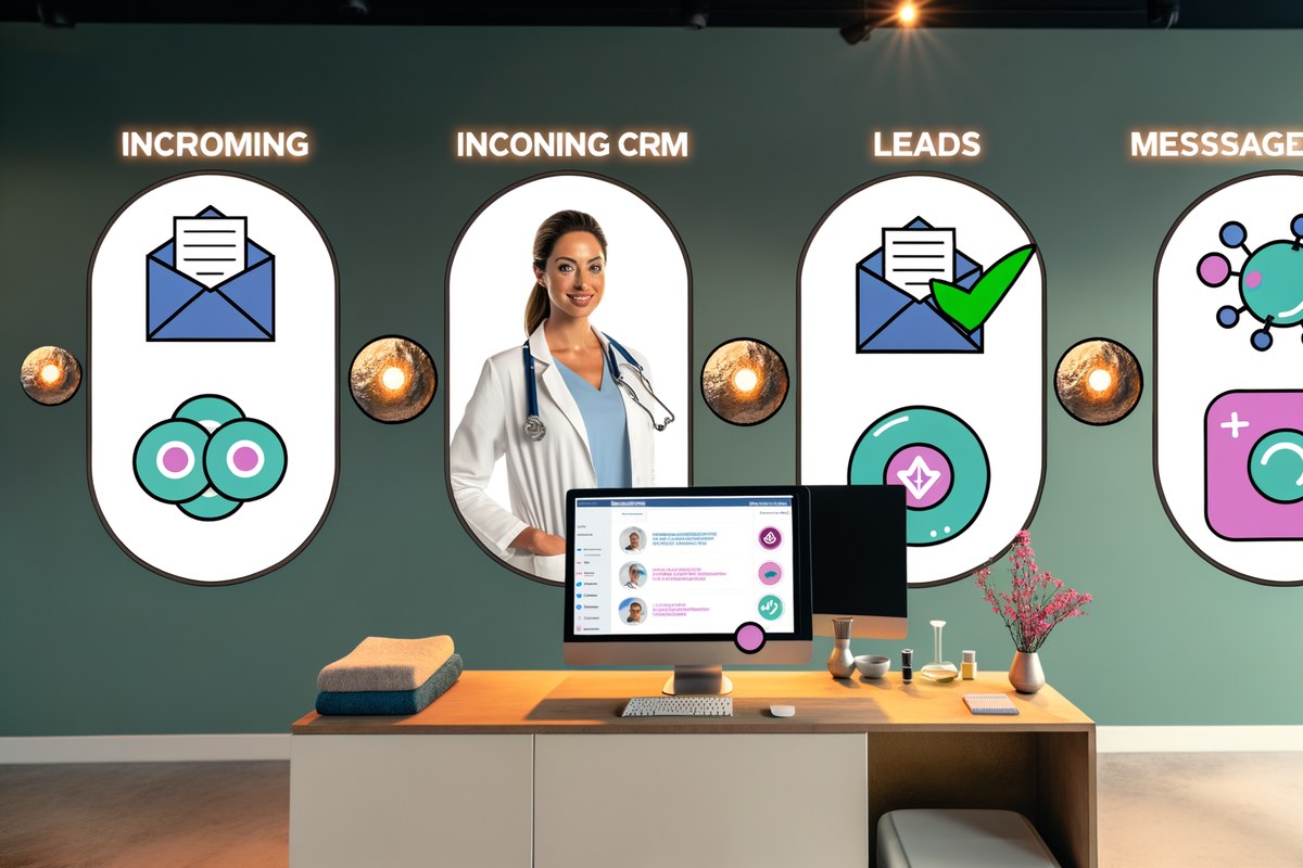 CRM lead tracking and message workflow visual for medical spas in Miami