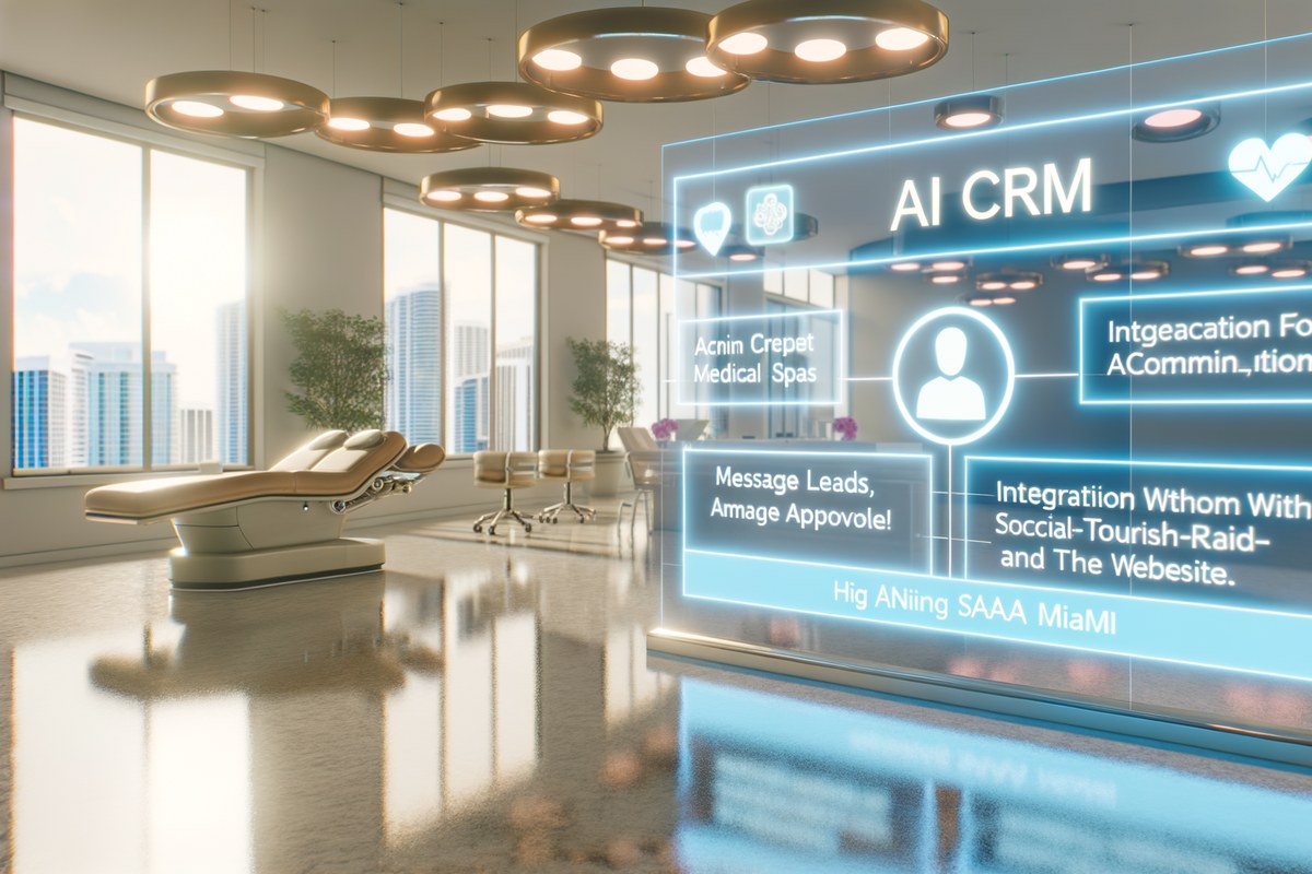 Miami Medical Spa CRM Workflow CRM lead tracking and message workflow visual for medical spas in Miami