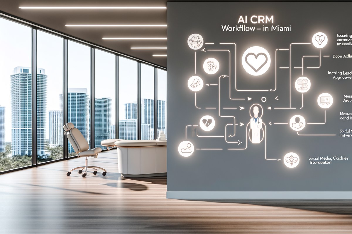 Miami Medical Spa CRM Workflow CRM lead tracking and message workflow visual for medical spas in Miami