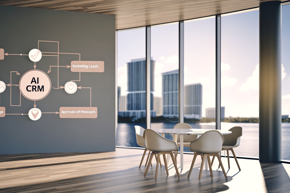 Miami Real Estate Team CRM Workflow CRM lead tracking and message workflow visual for real estate teams in Miami