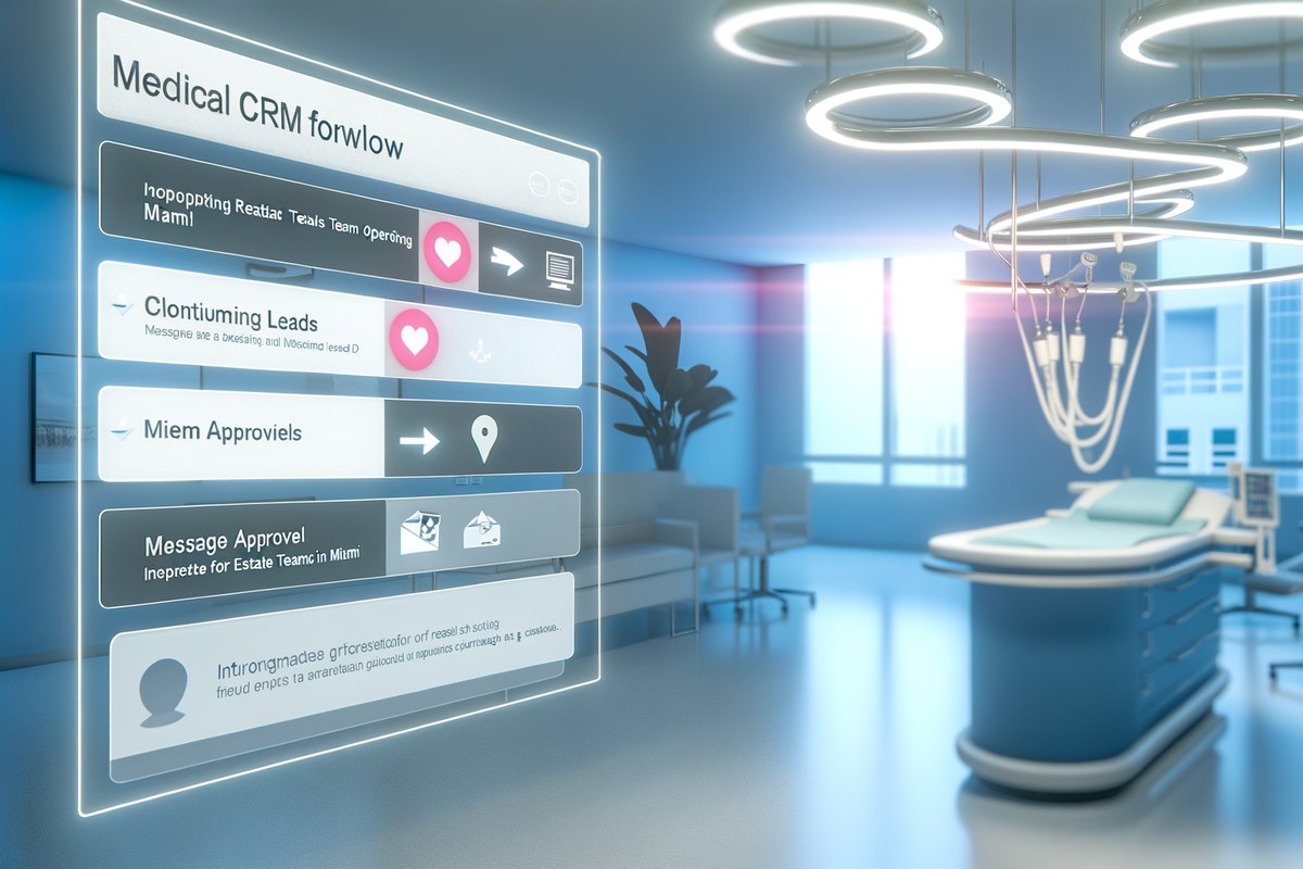 Miami Real Estate Team CRM Workflow CRM lead tracking and message workflow visual for real estate teams in Miami