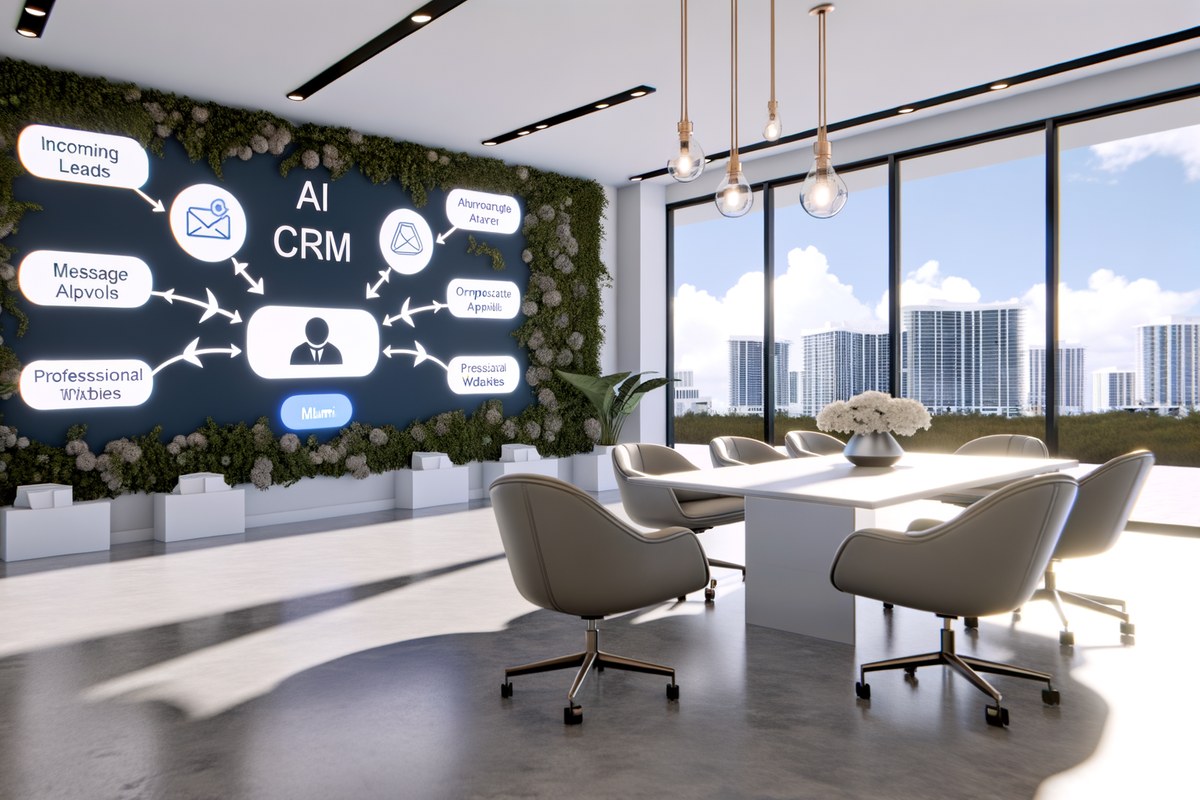 Miami Real Estate Team CRM Workflow CRM lead tracking and message workflow visual for real estate teams in Miami