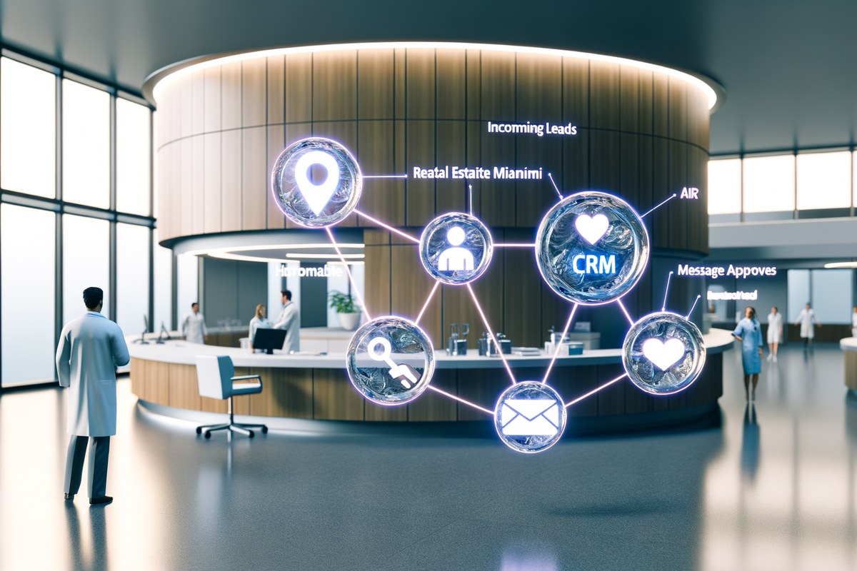 Miami Real Estate Team CRM Workflow CRM lead tracking and message workflow visual for real estate teams in Miami