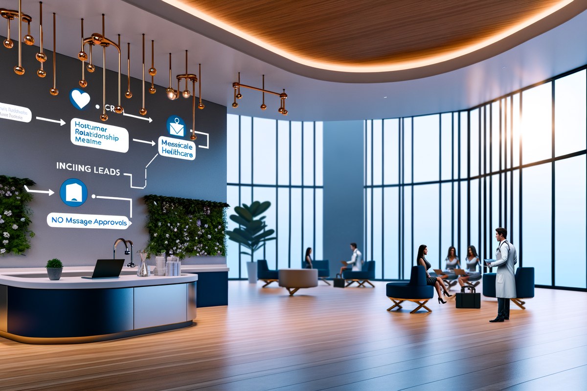 Miami Real Estate Team CRM Workflow AI CRM workflow concept for real estate teams in Miami, incoming leads, message approvals, premium SaaS interface