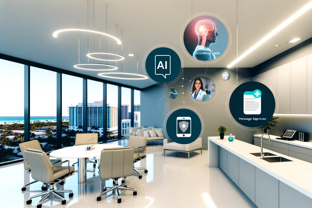 AI-powered CRM workflow visual for real estate teams in Miami