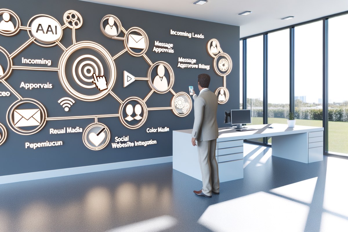 CRM lead tracking and message workflow visual for real estate teams in Miami