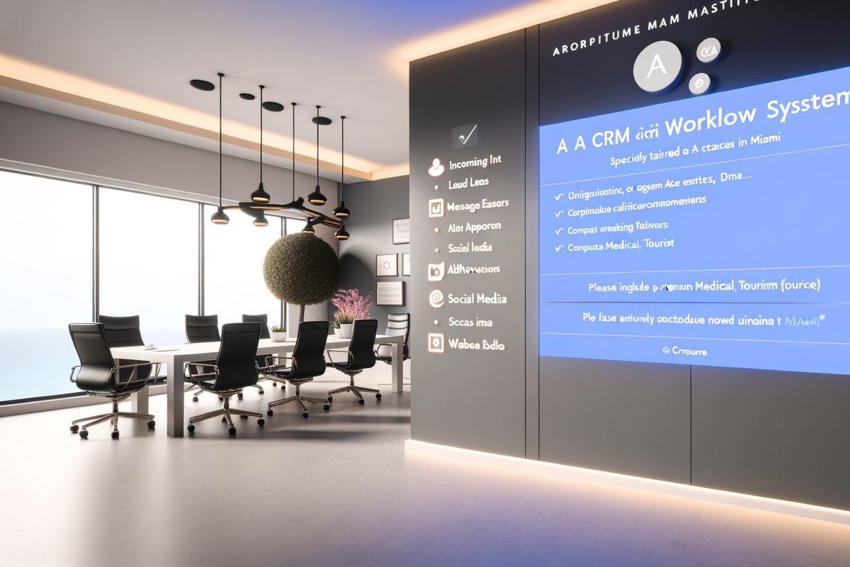 CRM lead tracking and message workflow visual for real estate teams in Miami