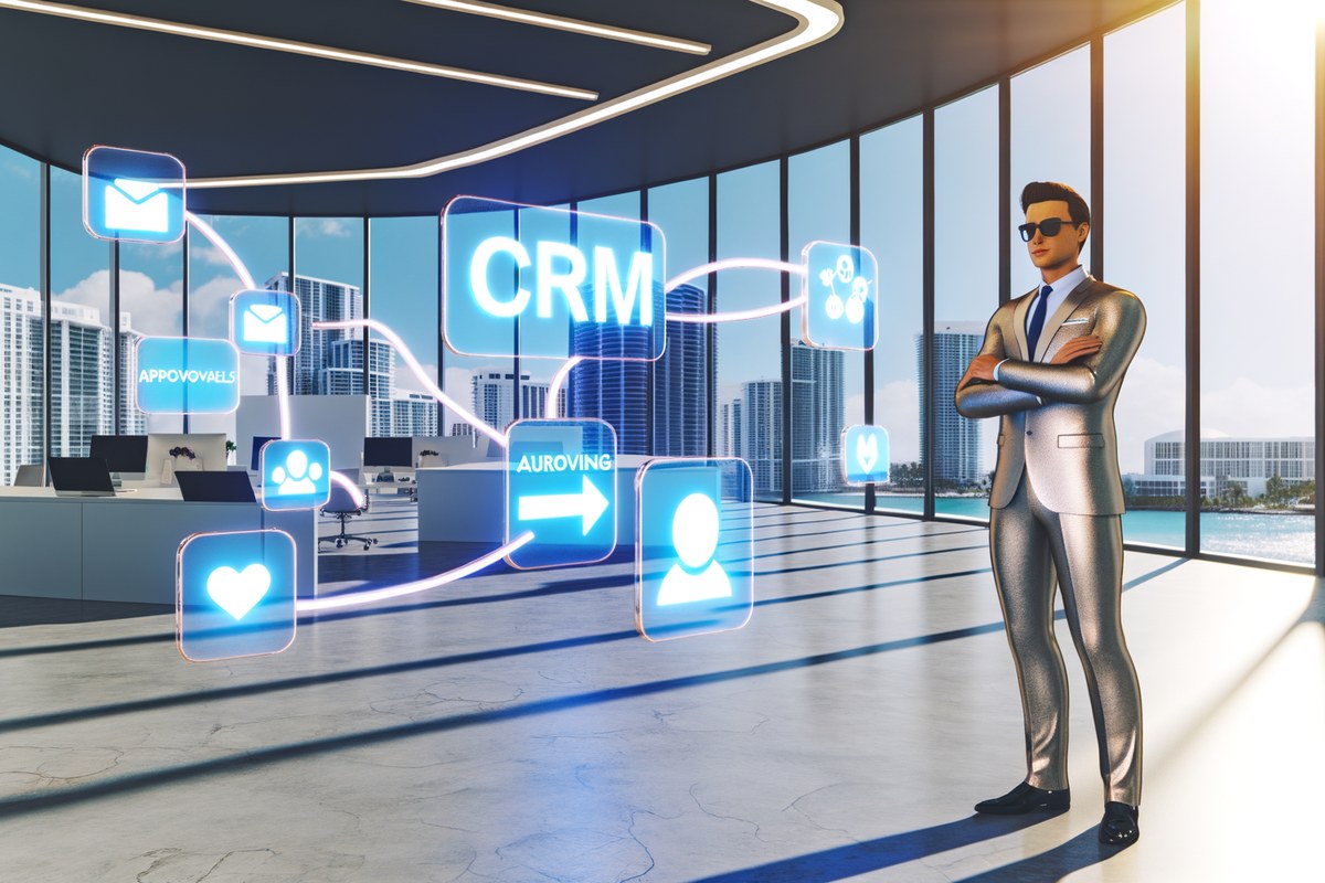 Miami Real Estate Team CRM Workflow CRM lead tracking and message workflow visual for real estate teams in Miami