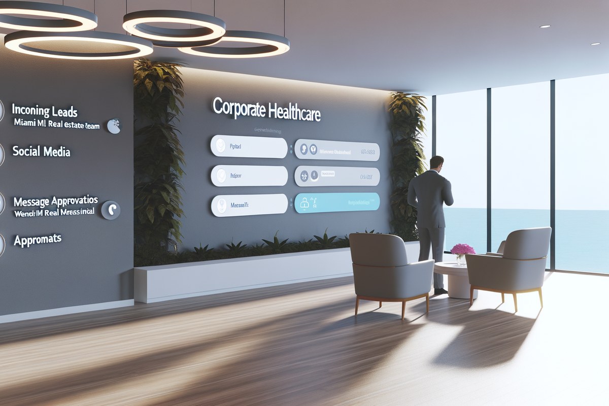 CRM lead tracking and message workflow visual for real estate teams in Miami