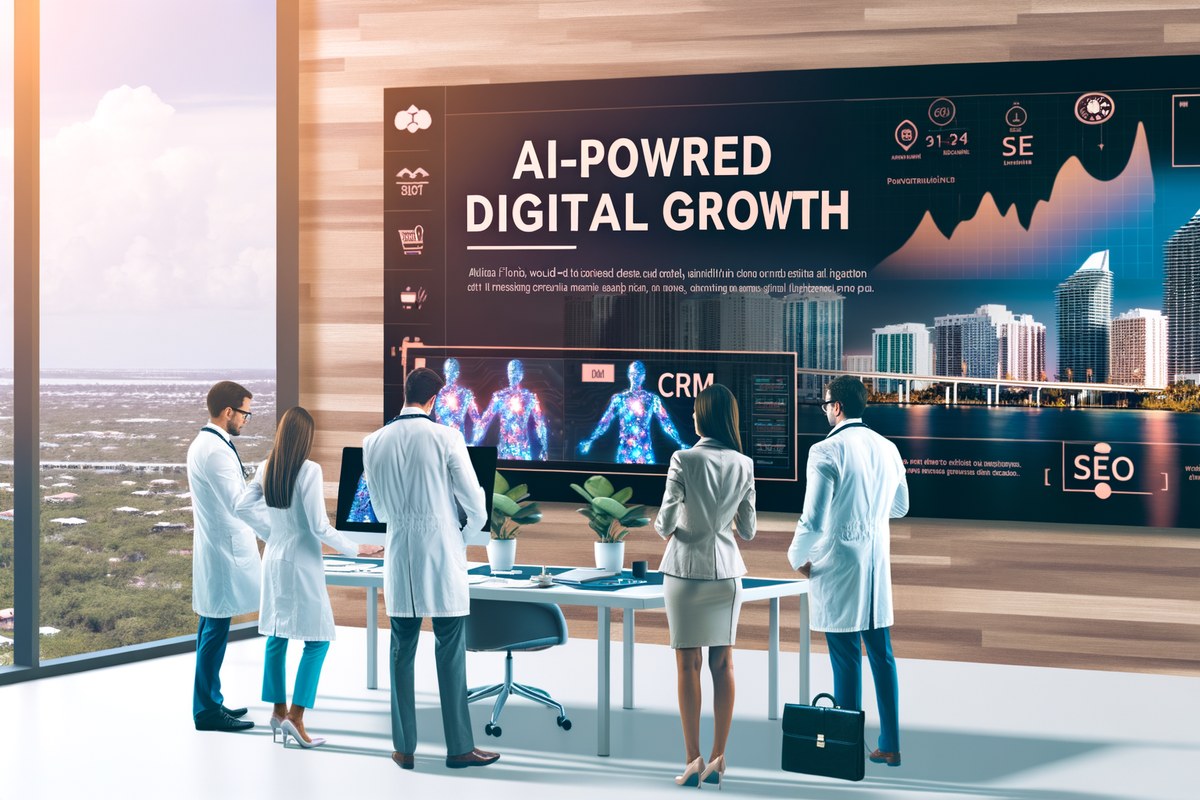 AI-powered SEO, CRM and digital growth concept for real estate teams in Miami | miami seo services