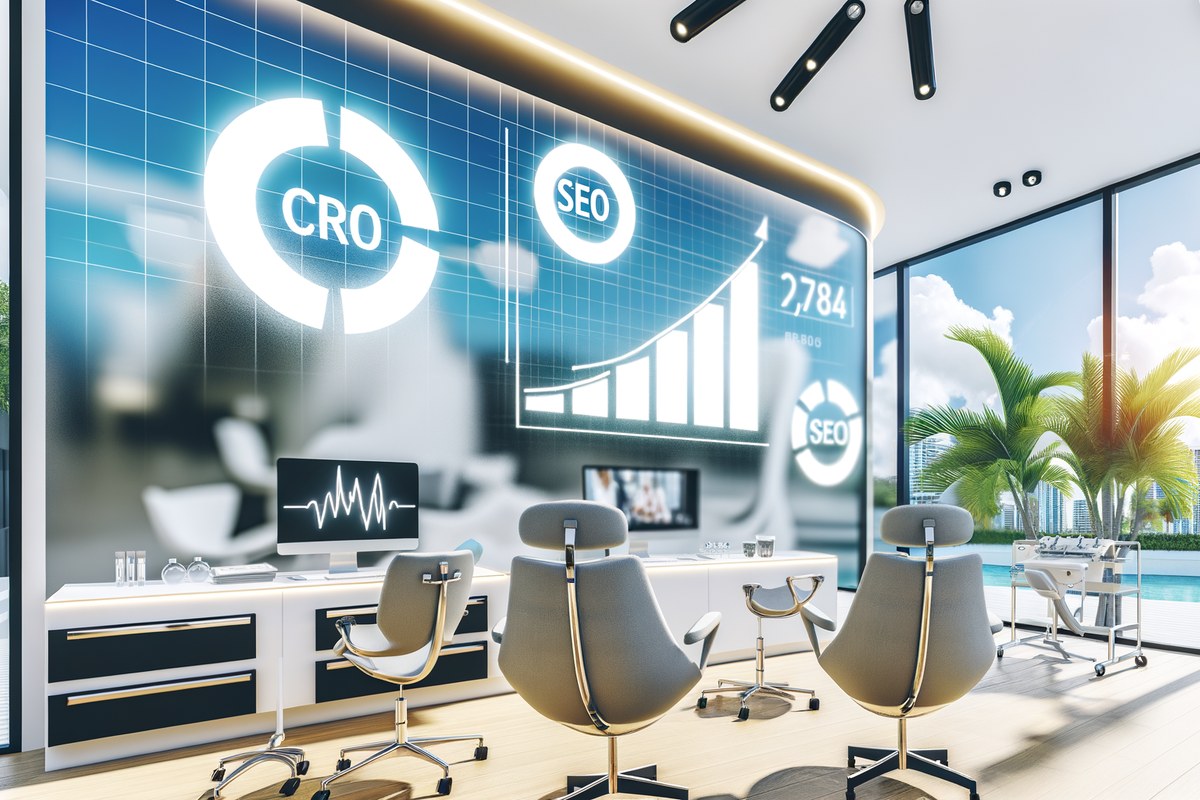 AI-powered SEO, CRM and digital growth concept for real estate teams in Miami, featuring miami seo services