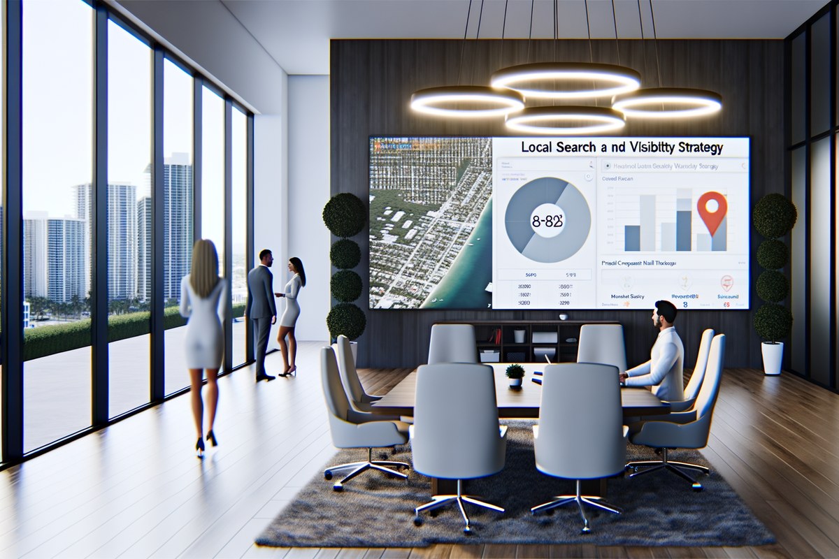 Local SEO and visibility strategy visual for real estate teams in Miami Local SEO and visibility strategy visual for real estate teams in Miami