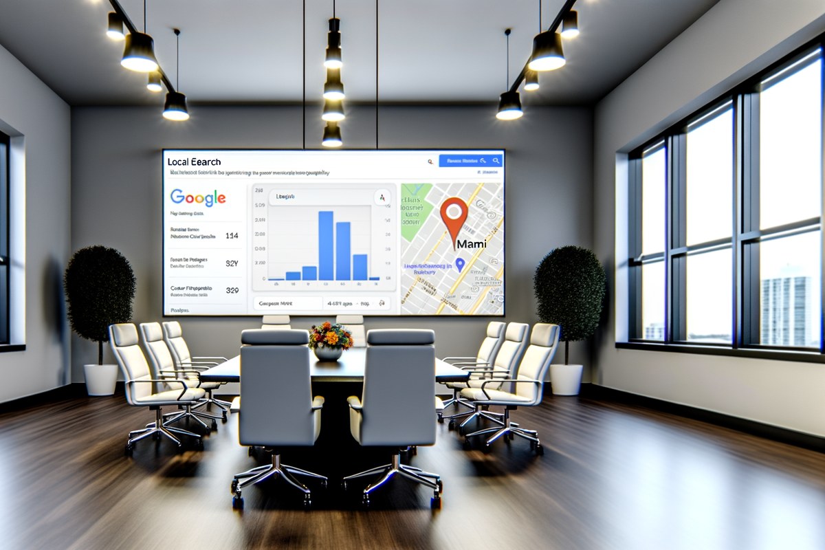 Local SEO and visibility strategy visual for real estate teams in Miami