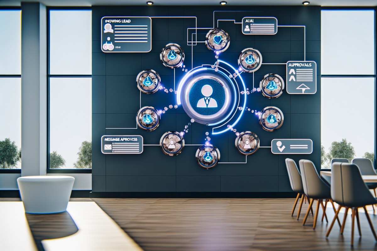 CRM lead tracking and message workflow visual for real estate teams in Miami